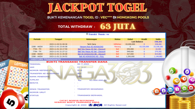 bukti jp naga303 #637